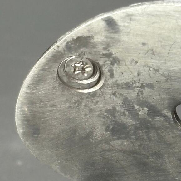 Handmade Signed Hammered Spoon Bracelet Moon and Star 7.5" - Picture 5 of 5